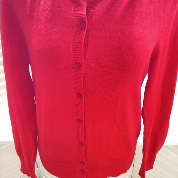 LORD & TAYLOR CASHMERE RED BUTTON DOWN SWEATER SIZE LG 1292 - Picture 6 of 7